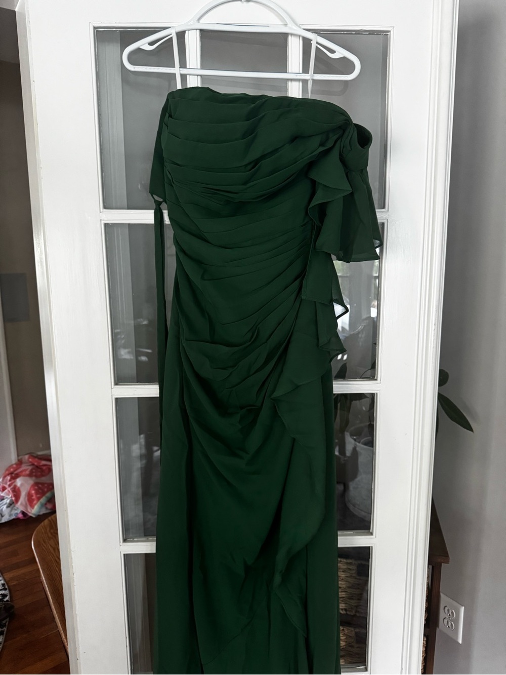 Elegant Forest Green One-Shoulder Evening Dress